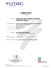 Environment System Certificate : ISO14001(Vietnam Factory)